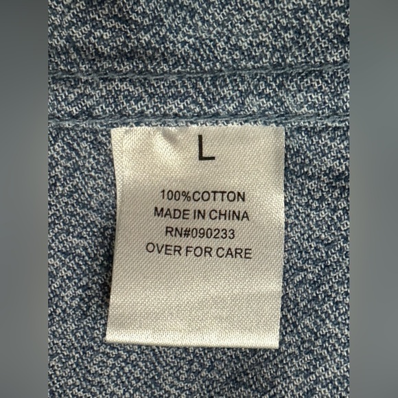 On the Byas Denim Blue Button Down Shirt - Picture 5 of 8